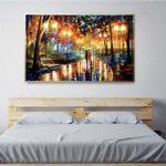 Modern Minimalist Rain Scene Hand-painted Oil Painting - Image 3
