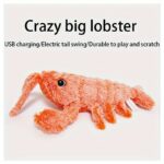 Pet Gravity Shrimp Plush Toy USB Charging Simulate Lobster Electric Jumping Cat Toys, Simulation Lobster Dog Toy, USB Charging With Catnip Plush Cat Toy, Pet Dog Cats Stuffed Interactive Toy - Image 4