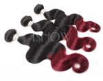 Xuchang real person wig Brazil hair curtain dice curtain wine red two-color body wave hair curtain one generation - Image 2
