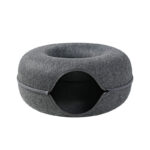 Four Seasons Available Cat Nest Round Woolen Felt Pet Dual-use Cat Nest Tunnel Interactive Training Toy Grey Felt Cat Nest - Image 7