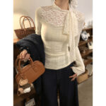 French Style Design Lace Bottoming Shirt For Women - Image 3