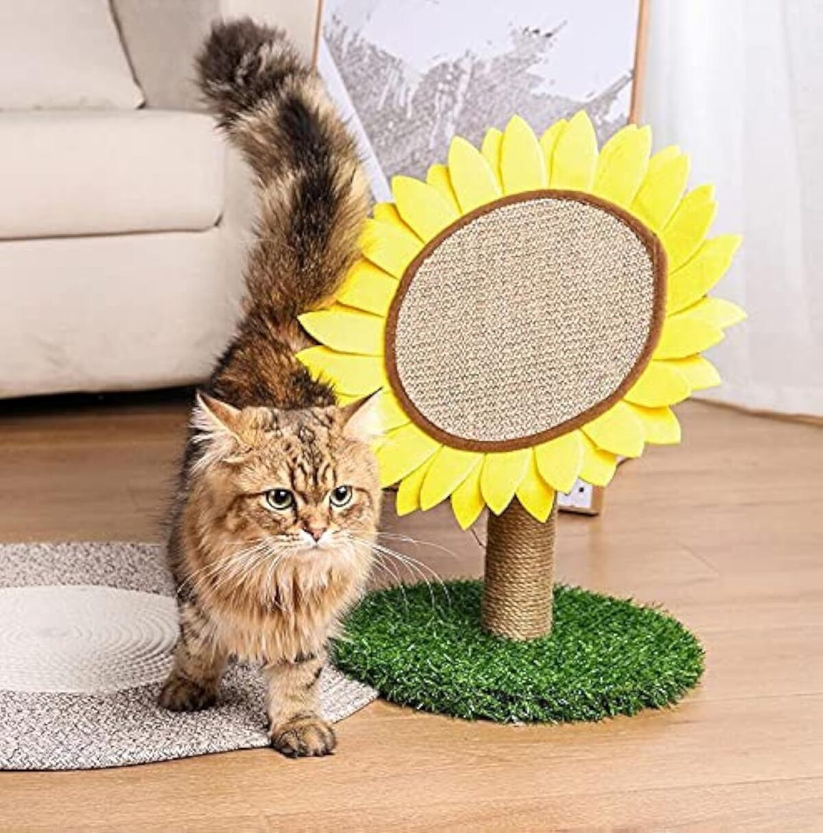 Sisal-Covered Cat Claw Scratcher Pole With Sunflower Cat Scratching Post And Flower Cat Tree Furniture - Image 7
