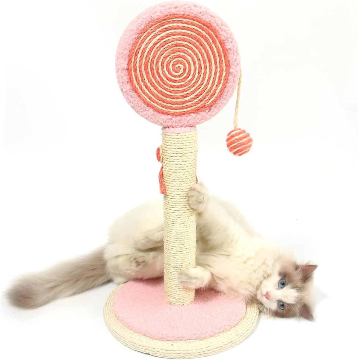 Cat Scratching Post  Cute Kittens Scratch Posts With Hanging Ball Sturdy Post Stable Base Ideal For Indoor Cats Small Large Sizes Kitty Available - Image 1