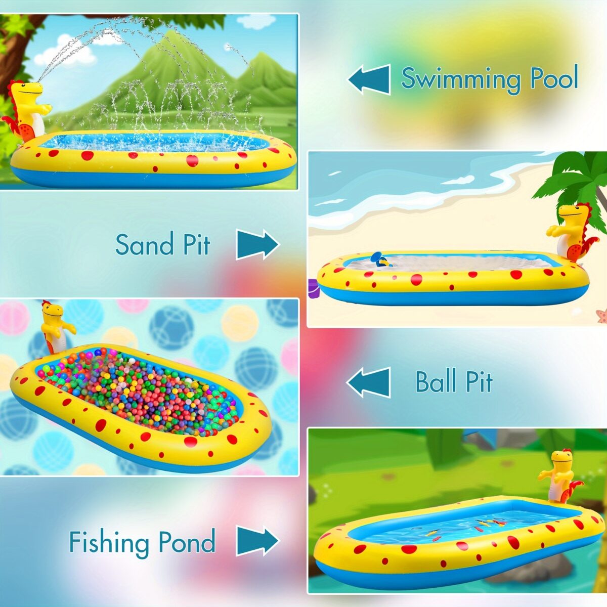 Dinosaur Water Spray Pool For Kids Pet Play Mat Water Play Toy Shark Pool - Image 8