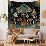 Polyester Skull Mushroom Tapestry Bedroom Atmosphere - Image 3