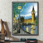 Night view of London bell tower with cross stitch - Image 4