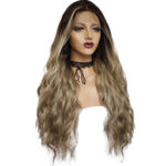 Chemical fiber front lace gradient long curly wig - Image 4