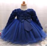 Long-sleeved girls dress rose children's wedding dress skirt - Image 7