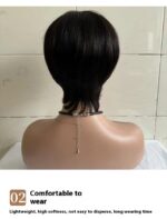 Short Straight Wig Women's Short Hair Head Cover Real Human Hair - Image 9