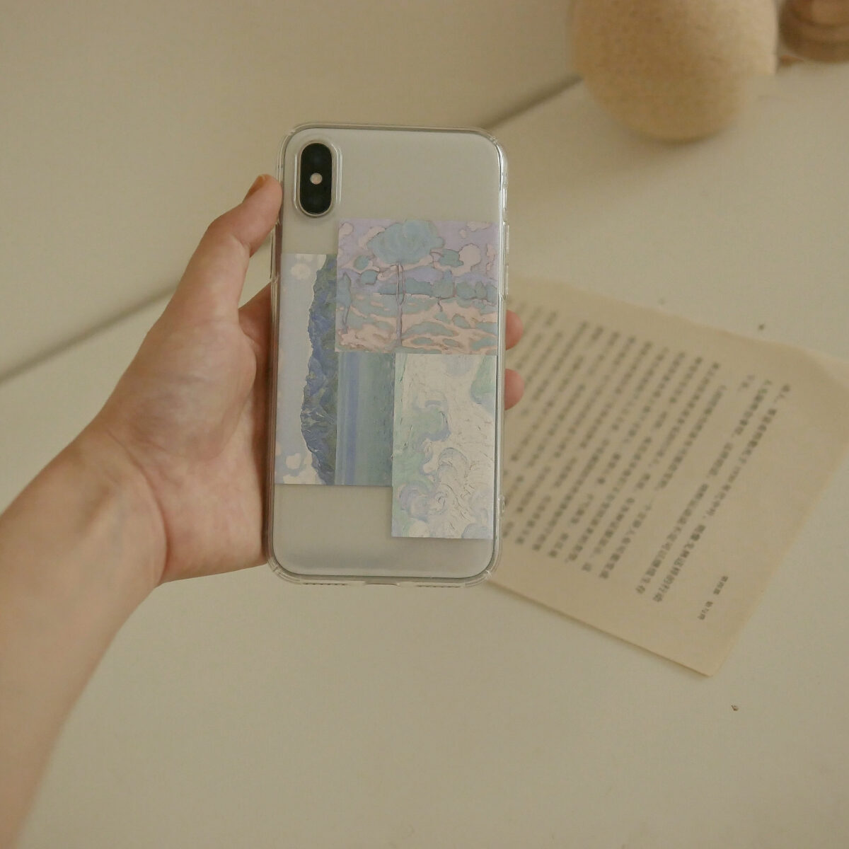 Compatible with Apple , Oil painting landscape clouds mountains and rivers mobile phone case - Image 1