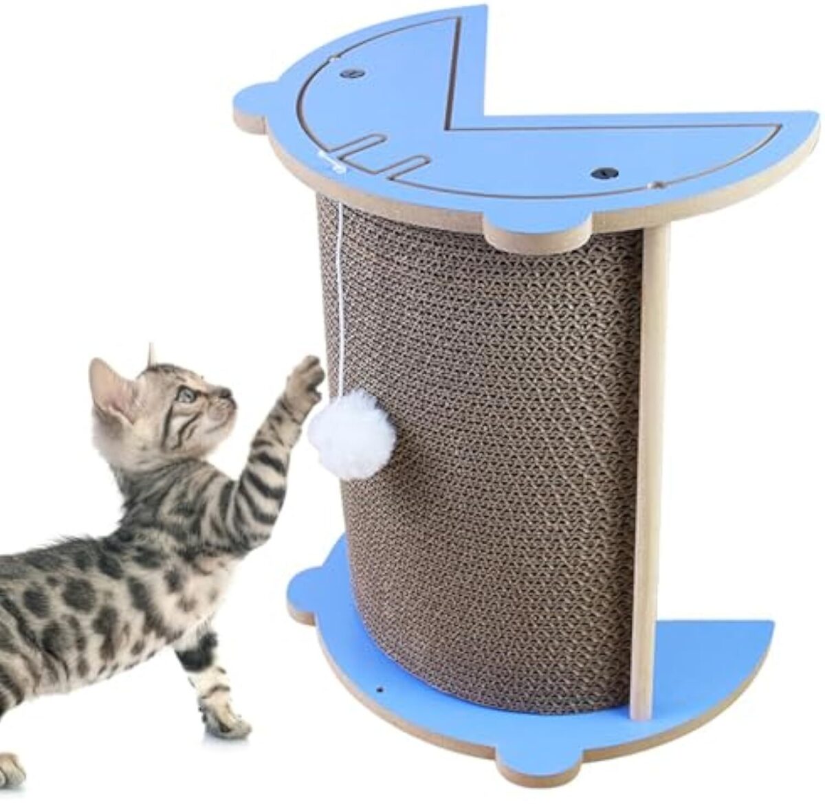 Cat Corner Scratcher Cardboard Kitten Scratching Pad For Wall And Corner Vertical Kitty Scratch Board With Hanging Ball For Indoor Cat Protect Furniture Durable Pet Wear Resistant Mat For Sofa - Image 1