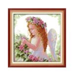 Little angel cross stitch cute wing girl