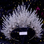 Wedding Headpiece Silver Handmade Crystal Big Crown - Image 2