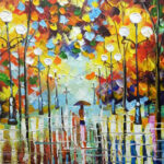Modern Minimalist Rain Scene Hand-painted Oil Painting - Image 4