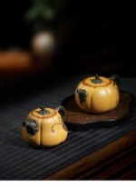 dark-red enameled pottery teapot - Image 2