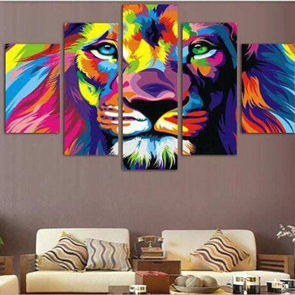 DIY Colorful Lion Animal Diamond Embroidery Painting Mosaic Painting Diamond Full Round Cross Diamond Painting Wall Decor
