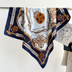 European And American 90cm Printed Large Kerchief Ring Chain Scarf Twill Silk Scarf - Image 7