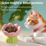 Ceramic Raised Cat Bowl Shallow Wide, Anti-Vomiting And Whisker Fatigue, Non-Slip, Tilted Cute Flower Cat Food And Water Bowls For Indoor Cats, Pink - Image 8