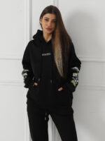 Women's Solid Color Floral Long Sleeved Sweatshirt - Image 2