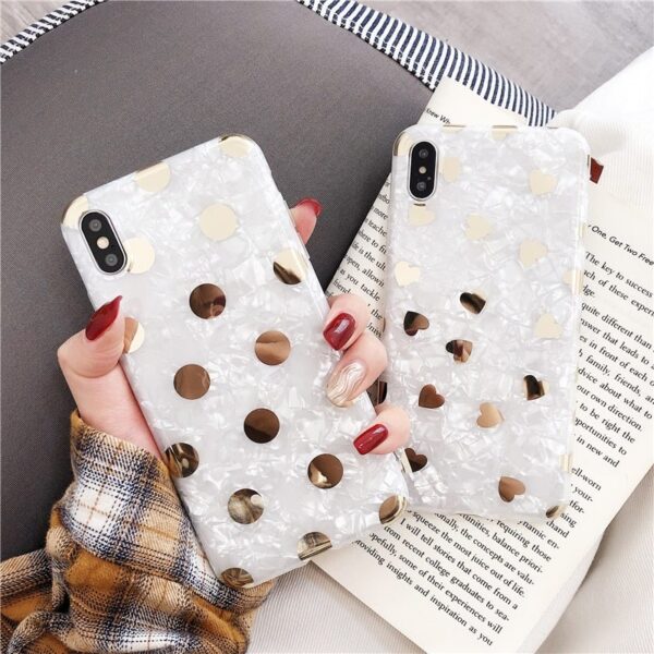 Love Polka Dot Bronzing Shell Pattern Phone Case