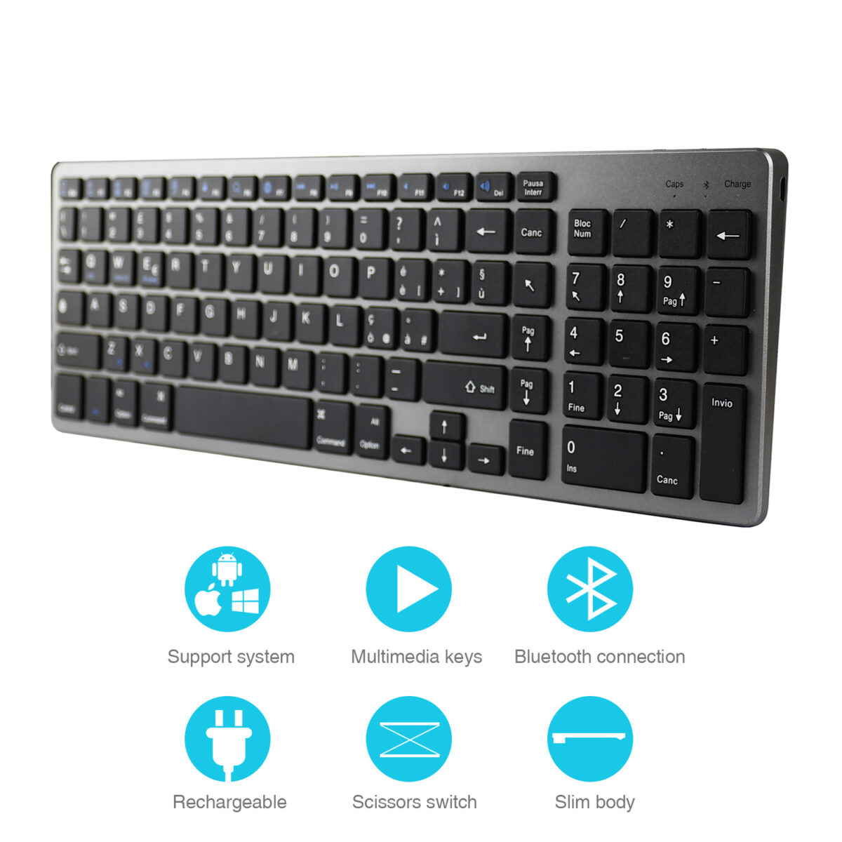 Tablet Phone Universal Digital Rechargeable Bluetooth Keyboard - Image 4