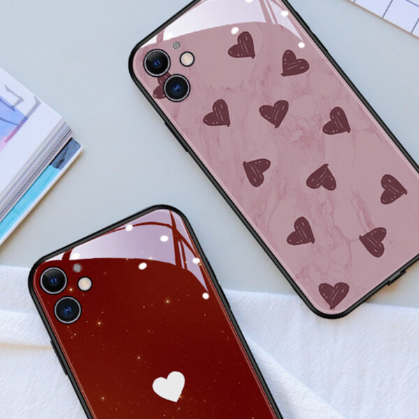 Compatible with Apple, Creative Love Iphone Luminous Glass Phone Case