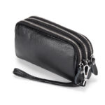 The First Layer Cowhide Women's Clutch Three-Layer Zipper Wrist Bag Leather Mobile Phone Bag Women's Long Wallet - Image 2