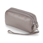 The First Layer Cowhide Women's Clutch Three-Layer Zipper Wrist Bag Leather Mobile Phone Bag Women's Long Wallet - Image 5