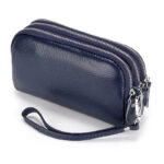The First Layer Cowhide Women's Clutch Three-Layer Zipper Wrist Bag Leather Mobile Phone Bag Women's Long Wallet - Image 3