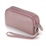 The First Layer Cowhide Women's Clutch Three-Layer Zipper Wrist Bag Leather Mobile Phone Bag Women's Long Wallet - Image 4