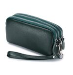 The First Layer Cowhide Women's Clutch Three-Layer Zipper Wrist Bag Leather Mobile Phone Bag Women's Long Wallet - Image 6