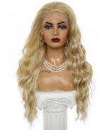 Golden Big Wave Long Chemical Fiber Lace Wig Female Headgear - Image 3