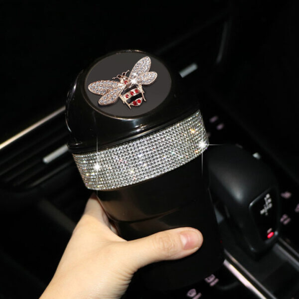 Car Trash Can Creative Swan Diamond Car Multi-function Storage Bucket Car Door Slot Water Cup Storage Bucket