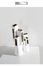 Special-Shaped Long Hole Gilded Vase Ceramic Simple Home Living Room Model Room Hotel Jewelry Decoration - Image 5