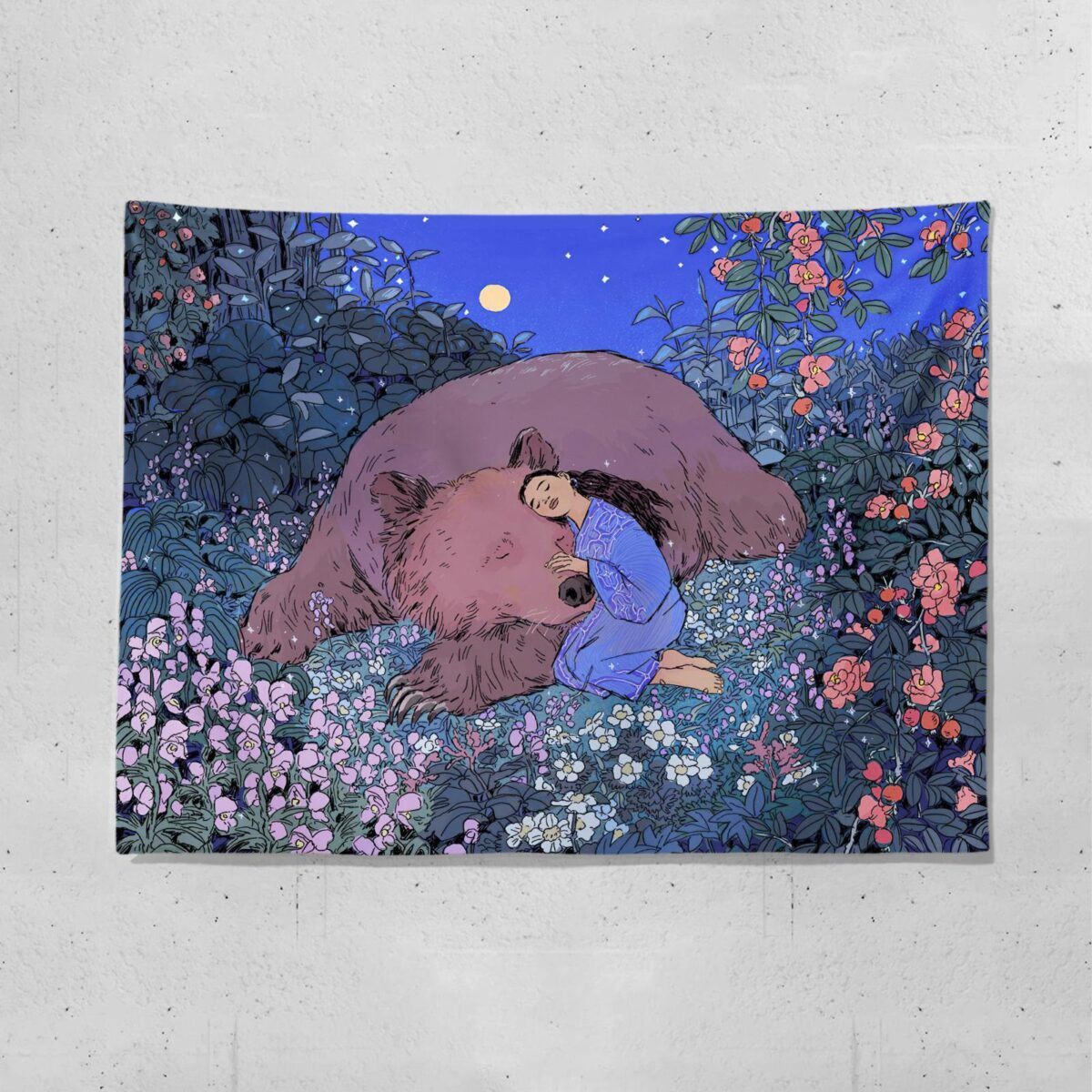 Girl And Tiger Fresh Wall Cloth Girls Bedroom Wall Cloth Rental Room Bedside Decoration Tapestry - Image 3