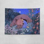 Girl And Tiger Fresh Wall Cloth Girls Bedroom Wall Cloth Rental Room Bedside Decoration Tapestry - Image 3