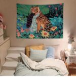 Girl And Tiger Fresh Wall Cloth Girls Bedroom Wall Cloth Rental Room Bedside Decoration Tapestry - Image 5