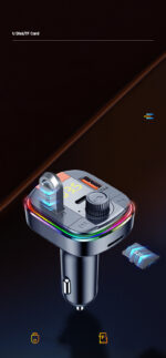 832 Car Mp3 Player Colorful Atmosphere Breathing Light Hands-Free Car Bluetooth Qc3.0 Car Charger - Image 2