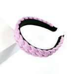 New Net Red Leather Braided Headband  Candy-Colored Braid Hairpin  Pressed Hair Pu Headband For Women - Image 6
