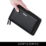 Cowhide Zipper Multifunctional Business Clutch, Large Capacity Can Hold Mobile Phone - Image 5