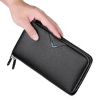 Cowhide Zipper Multifunctional Business Clutch, Large Capacity Can Hold Mobile Phone - Image 2
