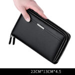 Cowhide Zipper Multifunctional Business Clutch, Large Capacity Can Hold Mobile Phone - Image 4