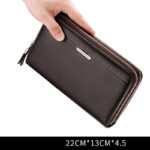 Cowhide Zipper Multifunctional Business Clutch, Large Capacity Can Hold Mobile Phone - Image 3