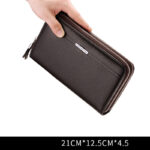 Cowhide Zipper Multifunctional Business Clutch, Large Capacity Can Hold Mobile Phone - Image 6