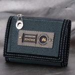 Men'S Canvas Short Three-Fold Simple Small Wallet Student Zipper Change Boy Child Multifunctional Folding Cloth Wallet - Image 5