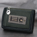 Men'S Canvas Short Three-Fold Simple Small Wallet Student Zipper Change Boy Child Multifunctional Folding Cloth Wallet - Image 3