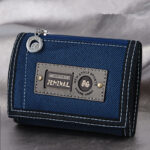 Men'S Canvas Short Three-Fold Simple Small Wallet Student Zipper Change Boy Child Multifunctional Folding Cloth Wallet - Image 2