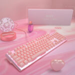 Pink Real Mechanical Keyboard And Mouse Set For Girls E-Sports Games Dedicated Wired Green Axis Red Axis - Image 7