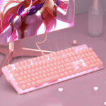 Pink Real Mechanical Keyboard And Mouse Set For Girls E-Sports Games Dedicated Wired Green Axis Red Axis - Image 3