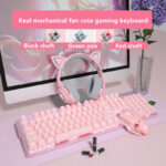 Pink Real Mechanical Keyboard And Mouse Set For Girls E-Sports Games Dedicated Wired Green Axis Red Axis - Image 5